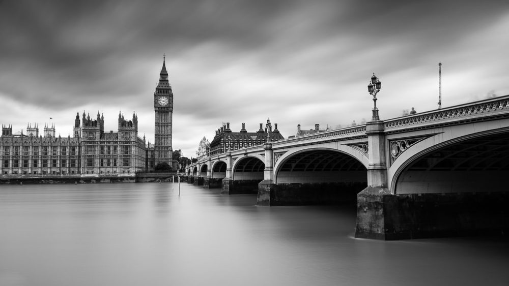 Rainy Day Photography in London Westminster Bridge Black and White Photograph by Tim Jackson