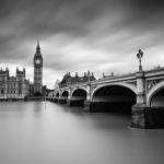 Rainy Day Photography in London Westminster Bridge Black and White Photograph by Tim Jackson
