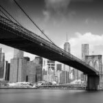 Brooklyn Bridge from Day to Dusk Brooklyn Bridge Black and White Photograph by Tim Jackson