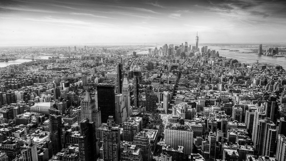 Manhattan from up high. Lower Manhattan Black and White Photograph by Tim Jackson