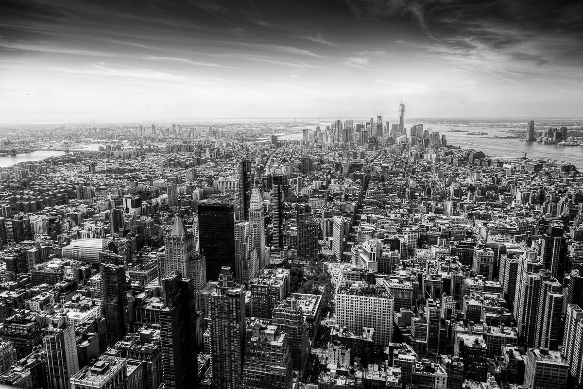 Manhattan from up high. Lower Manhattan Black and White Photograph by Tim Jackson