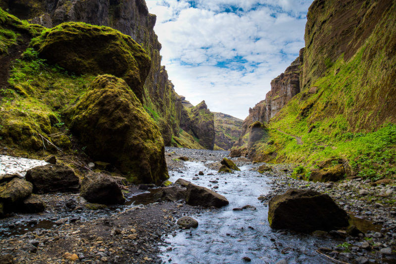 Hiking In Stakkholtsgja Canyon