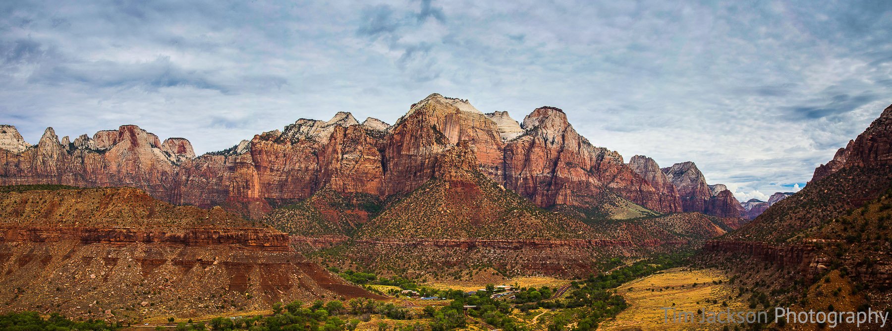 Capturing the landscape in a panoramic. Zion National Park Panorama Photograph by Tim Jackson